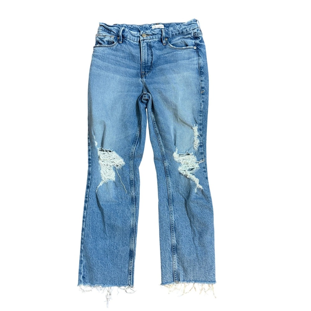 Good American High Rise Distressed Straight Leg Jeans sz‎ 8